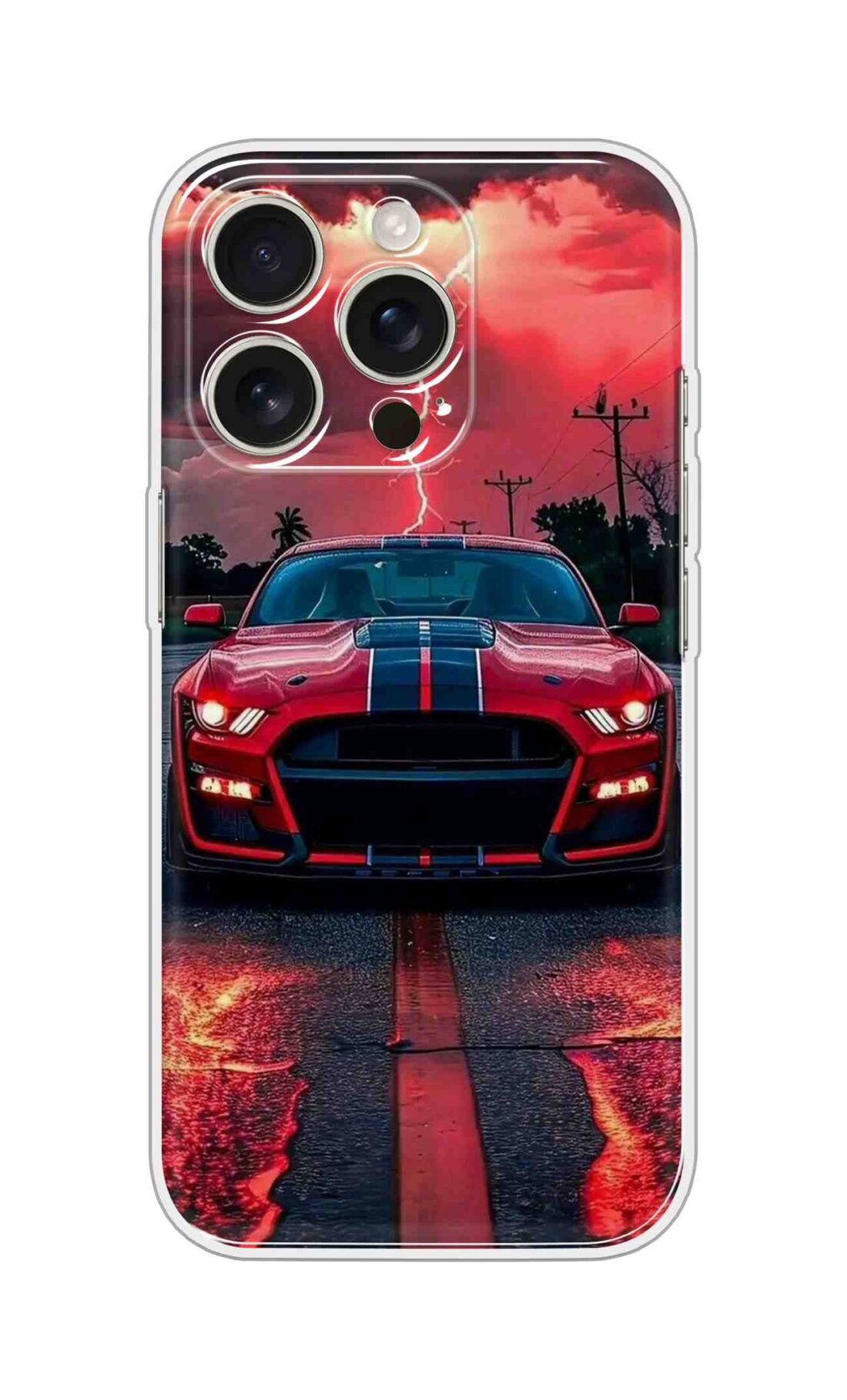 Printed Silicon Cover - Red Car On Red Lights Design D16747
