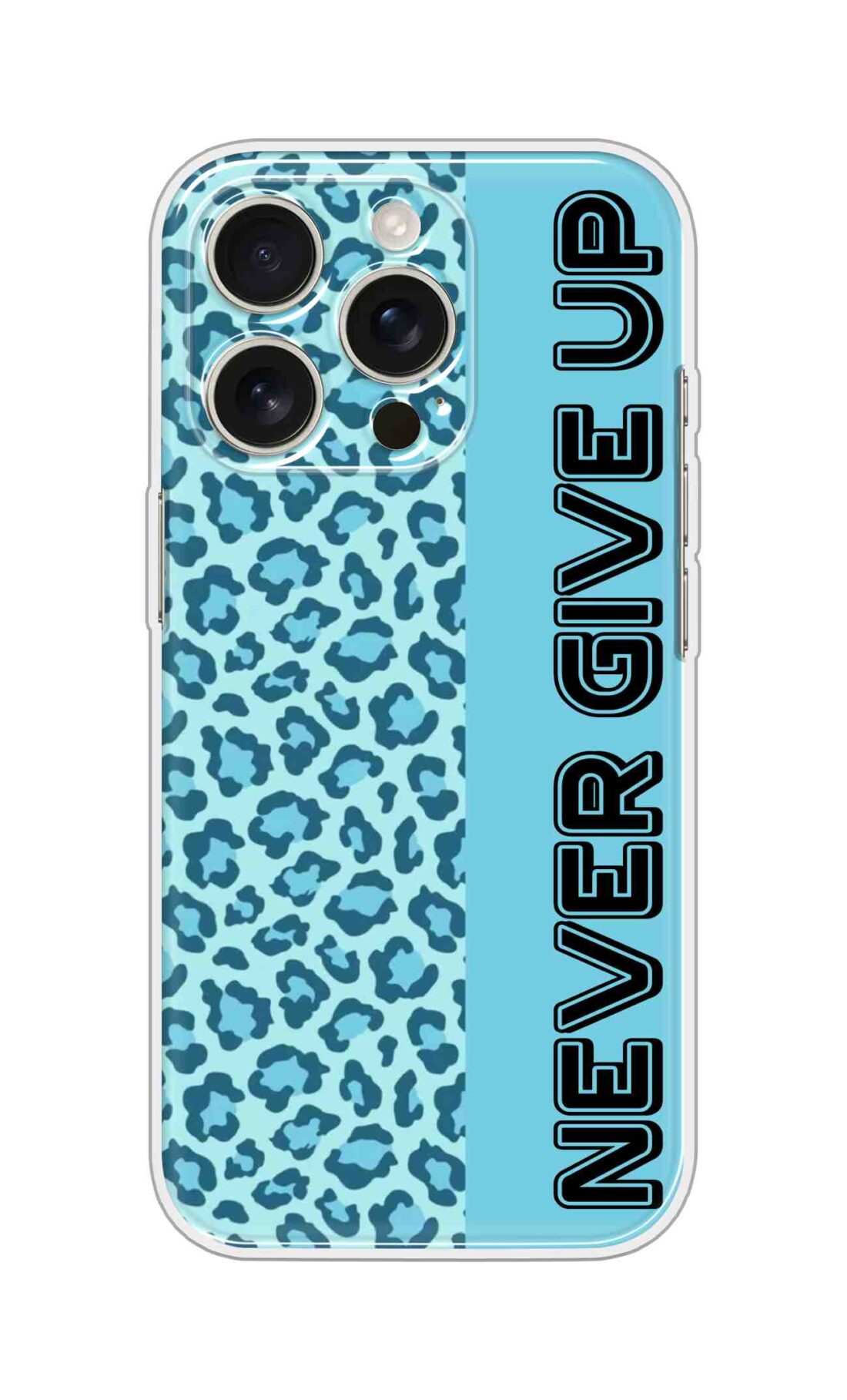 Printed Silicon Cover - Never Give Up On Blue Cheetah Pattern D16748