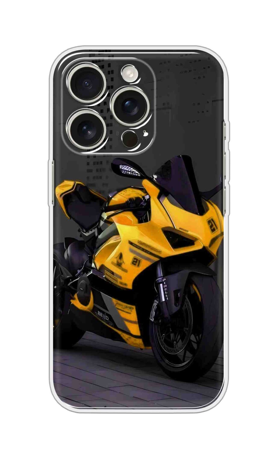 Printed Silicon Cover - Yellow Bike Design D16751