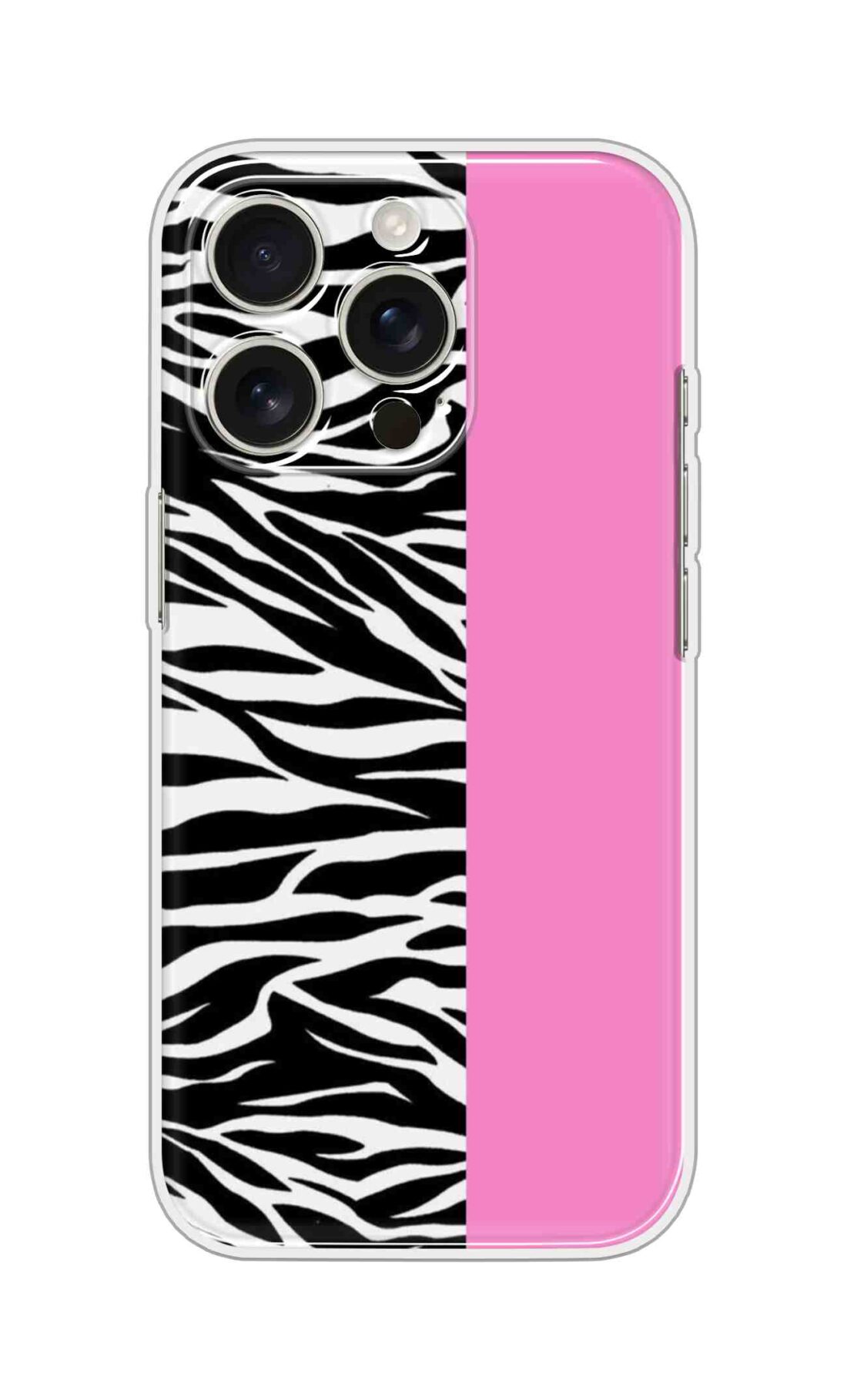 Printed Silicon Cover - Plain Pink And Black Pattern Design D16755