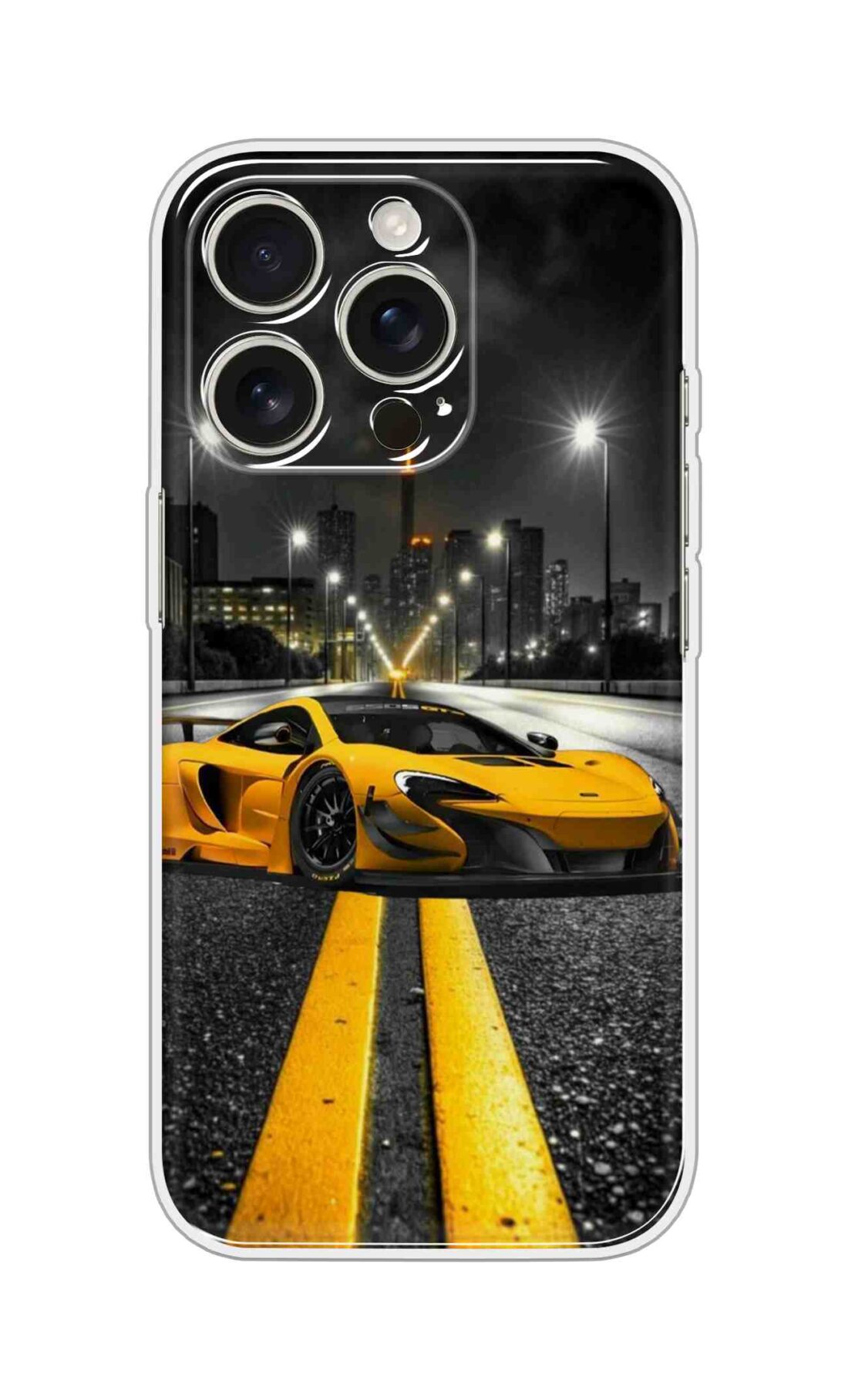 Printed Silicon Cover - Yellow Car On Yellow Lines Design D16762