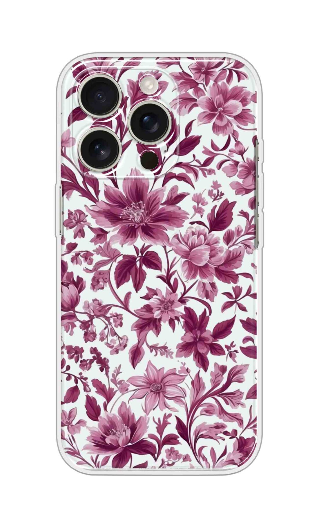 Printed Silicon Cover - Pink Floral Design D16766