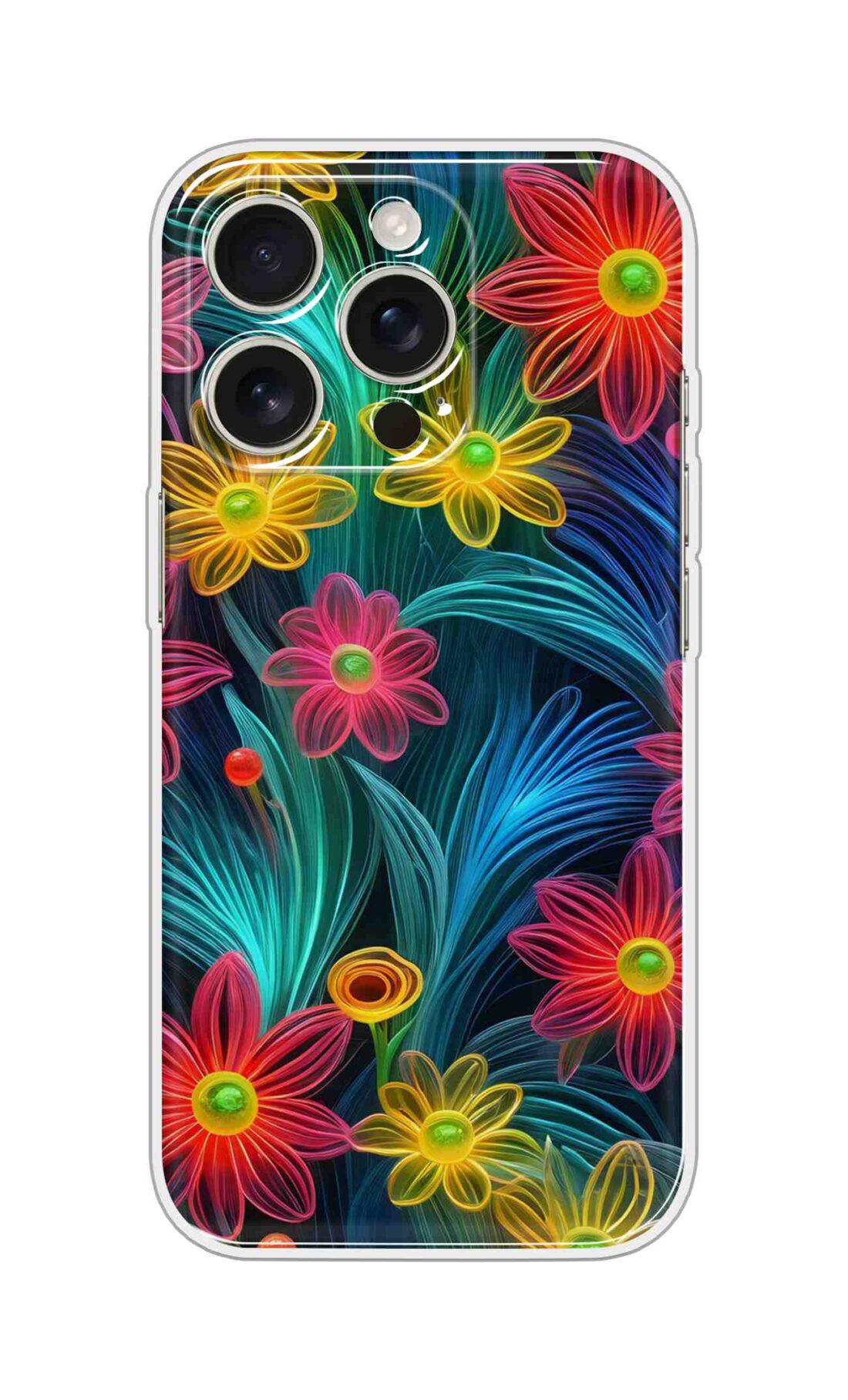 Printed Silicon Cover - Red Yellow Antic Flowers Design D16768