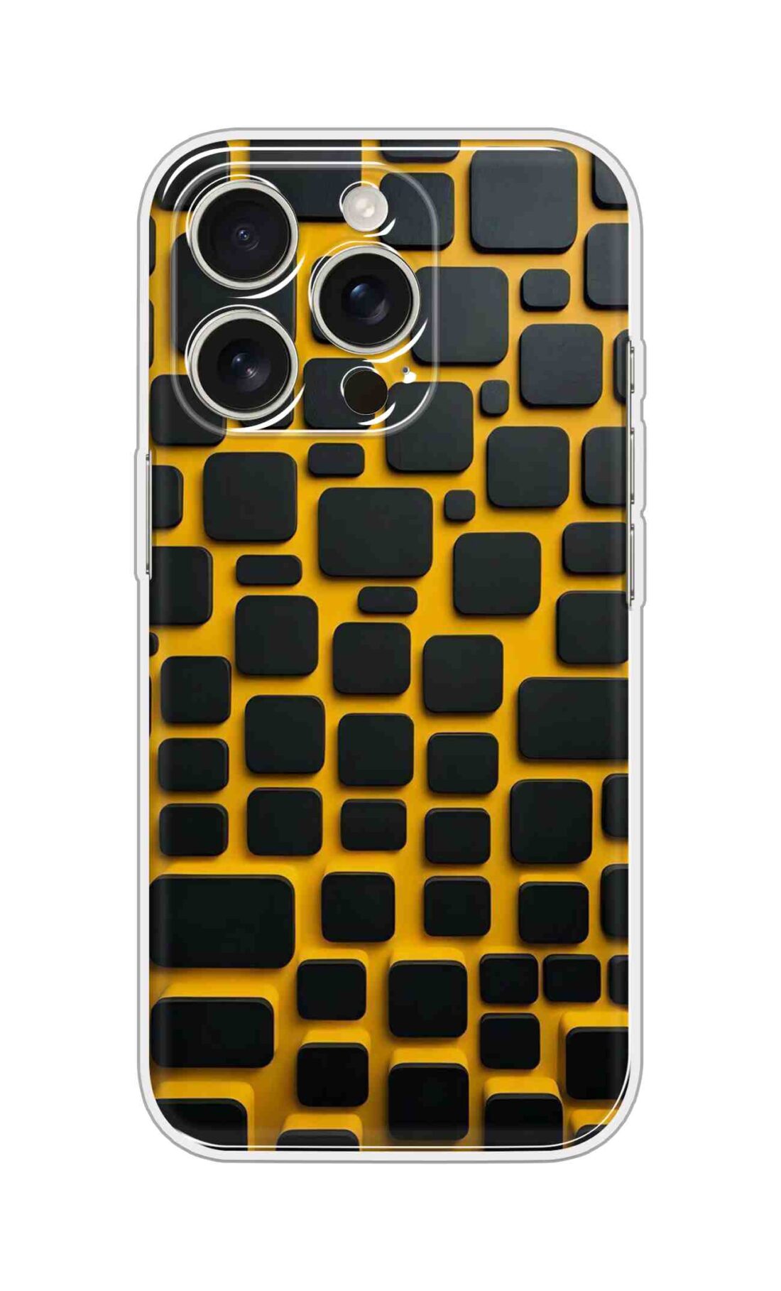 Printed Silicon Cover - Black Boxes On Yellow Design D16771