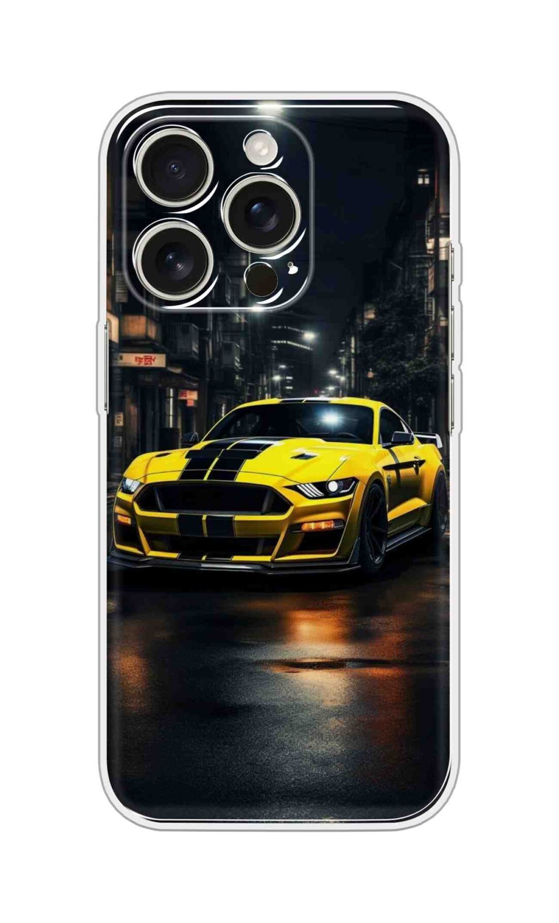 Printed Silicon Cover - Black Lines On Yellow Car Design D16772