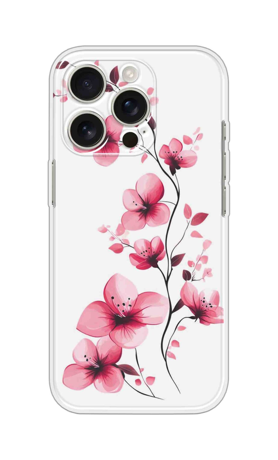 Printed Silicon Cover - Pink Floral Flowers  D16776