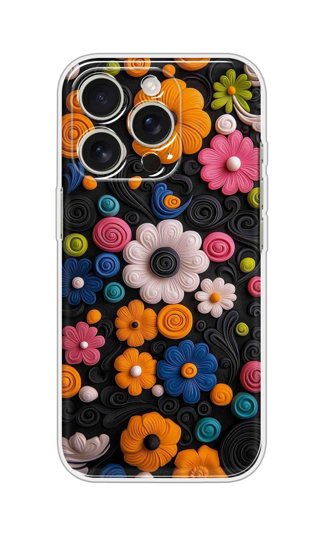 Printed Silicon Cover - Multi Size Flowers Design D16783
