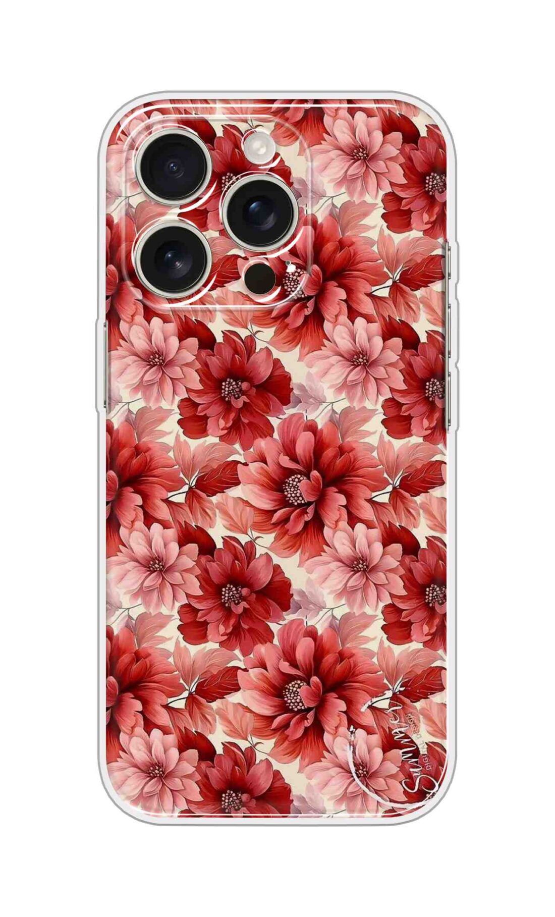 Printed Silicon Cover - Bouquet Of Roses On White Background Flower Rose Pink Design D16788