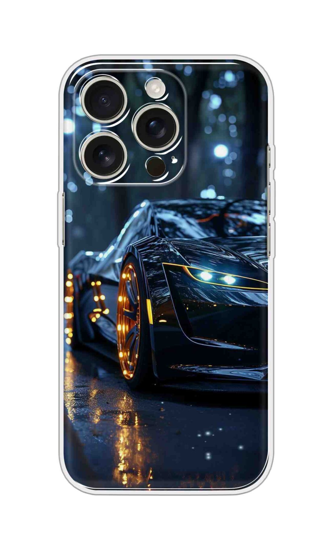 Printed Silicon Cover - Car With Golden Wheels Design D16791