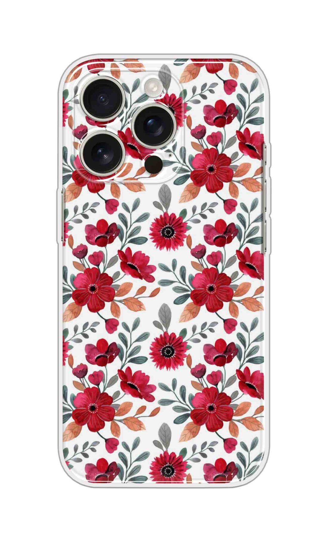 Printed Silicon Cover - Beautiful Red Flower Watercolor Isolated Design D16792
