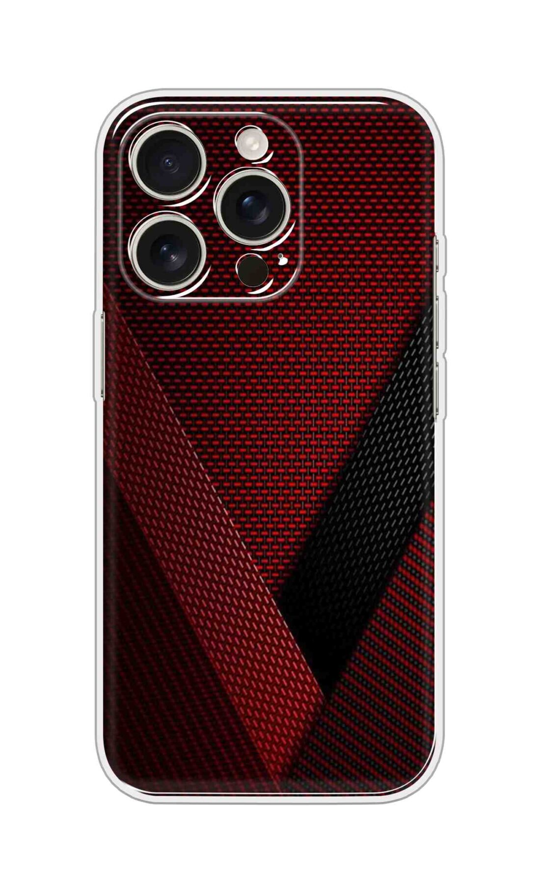 Printed Silicon Cover - Red Texture And Black Design D16793